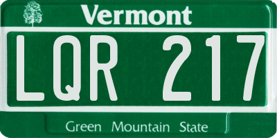 VT license plate LQR217