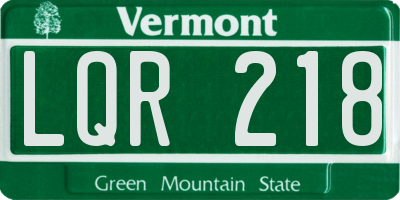 VT license plate LQR218
