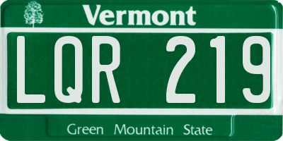 VT license plate LQR219