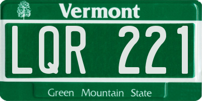 VT license plate LQR221
