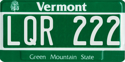 VT license plate LQR222