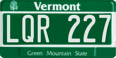 VT license plate LQR227