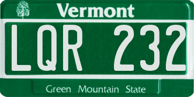 VT license plate LQR232