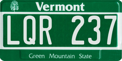 VT license plate LQR237