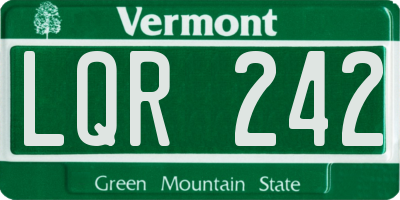 VT license plate LQR242