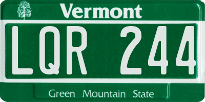 VT license plate LQR244