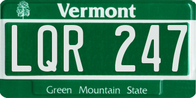 VT license plate LQR247