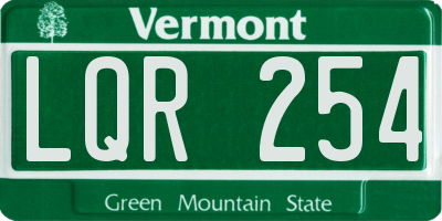 VT license plate LQR254