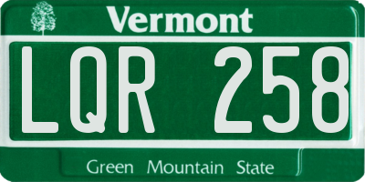 VT license plate LQR258