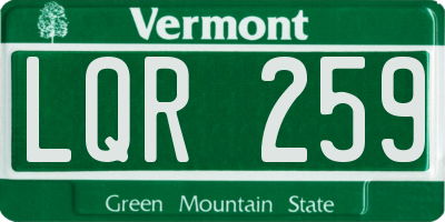 VT license plate LQR259