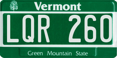 VT license plate LQR260