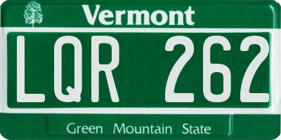 VT license plate LQR262