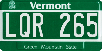 VT license plate LQR265