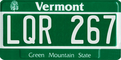 VT license plate LQR267