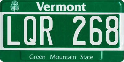 VT license plate LQR268