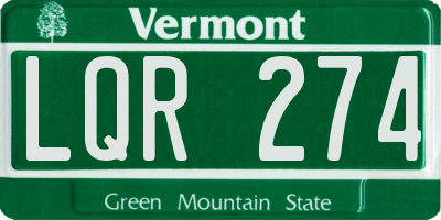 VT license plate LQR274