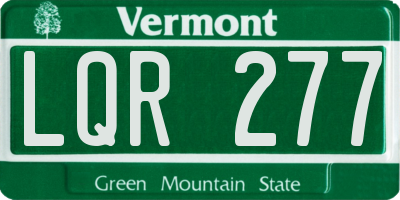 VT license plate LQR277