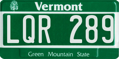 VT license plate LQR289