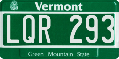 VT license plate LQR293
