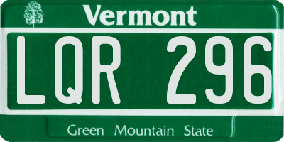 VT license plate LQR296