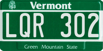 VT license plate LQR302