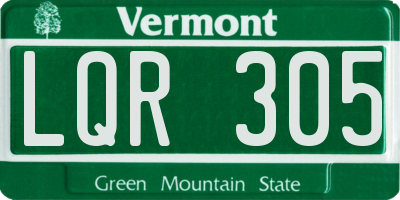 VT license plate LQR305