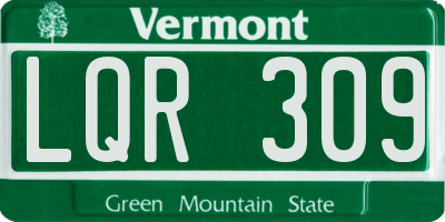 VT license plate LQR309