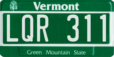 VT license plate LQR311