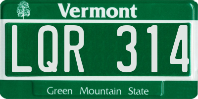 VT license plate LQR314
