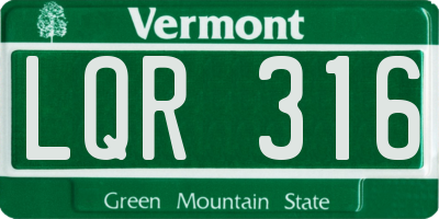 VT license plate LQR316