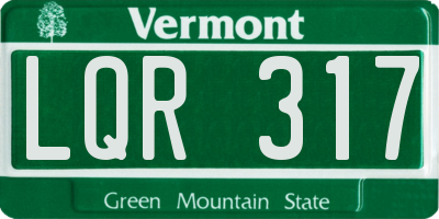 VT license plate LQR317