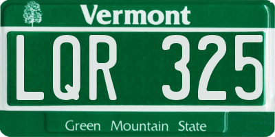 VT license plate LQR325