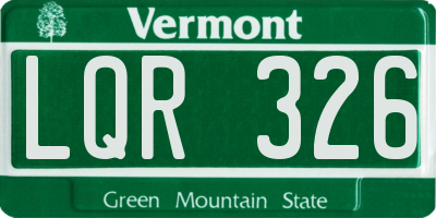 VT license plate LQR326