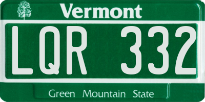 VT license plate LQR332