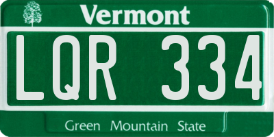 VT license plate LQR334