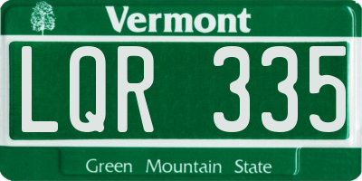 VT license plate LQR335