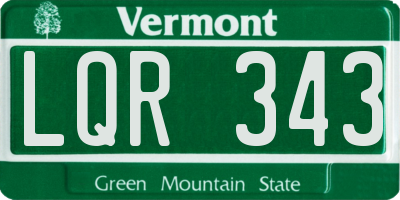 VT license plate LQR343