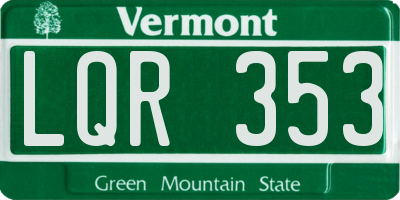 VT license plate LQR353