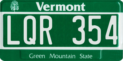 VT license plate LQR354