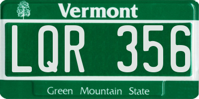VT license plate LQR356