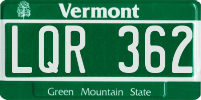 VT license plate LQR362