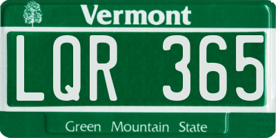 VT license plate LQR365