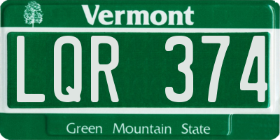 VT license plate LQR374