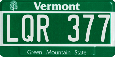 VT license plate LQR377