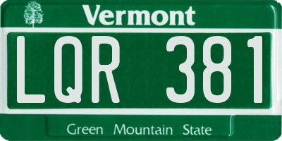 VT license plate LQR381