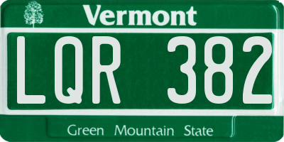 VT license plate LQR382