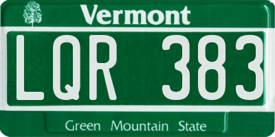 VT license plate LQR383