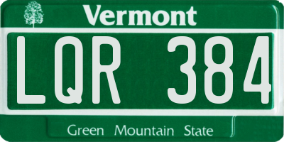 VT license plate LQR384