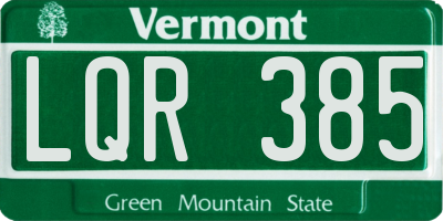 VT license plate LQR385