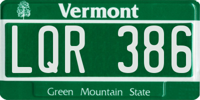 VT license plate LQR386